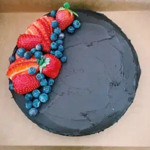 Raw Cacao Dark Chocolate Cake with Chocolate Ganache Frosting