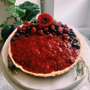 New York Style Cheesecake with Raspberry Compote